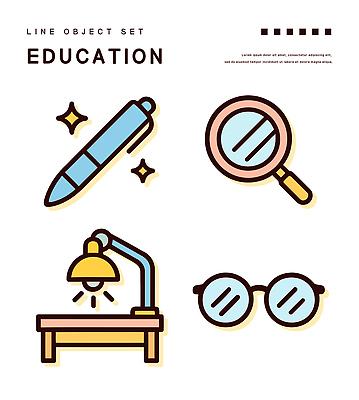 안경 스티커 일러스트 돋보기 사람없음 반짝임 세트 펜 스탠드 책상 오브젝트 엘리먼트 국내일러스트 AI파일 잡화 가구 모션 조명 필기구 파일형식 벡터