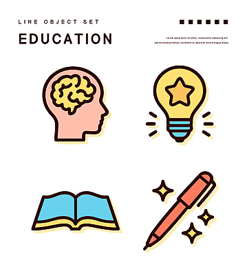 별 스티커 일러스트 전구 아이디어 사람없음 책 반짝임 세트 펜 얼굴모양 오브젝트 뇌 엘리먼트 국내일러스트 AI파일 자연요소 모양 얼굴 컨셉 모션 필기구 파일형식 벡터