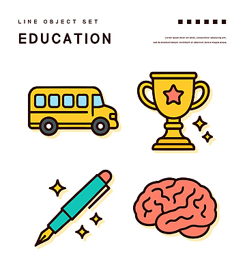 별 스티커 일러스트 사람없음 반짝임 세트 만년필 스쿨버스 트로피 오브젝트 뇌 엘리먼트 국내일러스트 AI파일 자연요소 모션 버스 펜 상_우승 파일형식 벡터