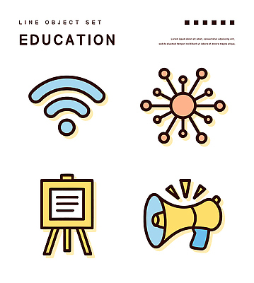 기호 스티커 일러스트 알림판 사람없음 세트 확성기 네트워크 오브젝트 와이파이 엘리먼트 국내일러스트 AI파일 문자 무선인터넷 파일형식 벡터