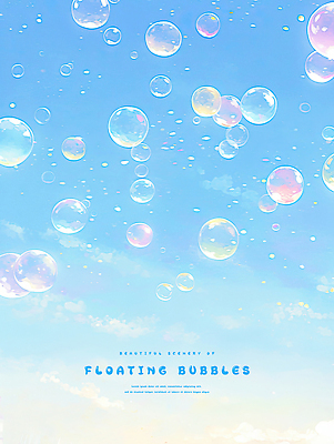 PSD 구름 하늘색 일러스트 하늘 수채화 사람없음 비눗방울 떠있는 감성 버블 청량 국내일러스트 자연요소 컨셉 모션 파란색 파일형식