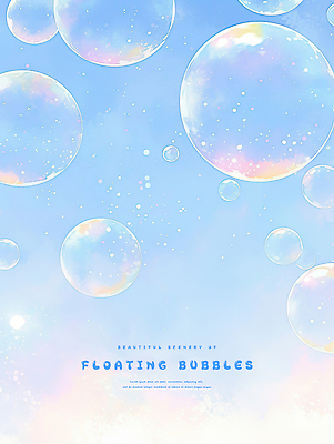 PSD 하늘색 일러스트 하늘 수채화 사람없음 비눗방울 떠있는 감성 버블 청량 국내일러스트 컨셉 모션 파란색 파일형식