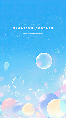 PSD 하늘색 일러스트 하늘 수채화 사람없음 비눗방울 떠있는 감성 버블 청량 국내일러스트 컨셉 모션 파란색 파일형식