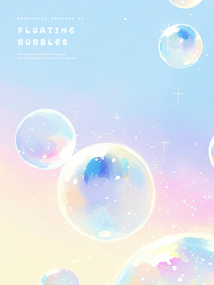 PSD 하늘색 일러스트 하늘 수채화 사람없음 반짝임 비눗방울 떠있는 감성 버블 청량 국내일러스트 컨셉 모션 파란색 파일형식