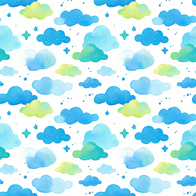 JPG 별 일러스트 수채화 사람없음 초록색 파란색 반짝임 패턴백그라운드 배열 겹침 구름모양 국내일러스트 AI일러스트 AI콘텐츠 자연요소 모양 컬러 백그라운드 패턴 모션 파일형식 구름_자연