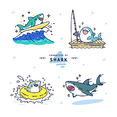 동물캐릭터 하늘색 일러스트 물장구 낚시 들기 사람없음 반짝임 세트 귀여움 수영 서핑보드 서핑 낚싯대 즐거움 튀는물 상어 튜브 뗏목 일러캐릭터 AI파일 동물 캐릭터 감정 교통수단 컨셉 배_교통 모션 물놀이 레저 어류 파란색 수상스포츠 보드_스포츠 낚시용품 액체표현 스플래쉬 파일형식 벡터