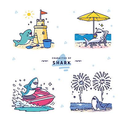 응시 동물캐릭터 하늘색 일러스트 불꽃놀이 빨대 들기 해변 사람없음 반짝임 세트 모래사장 태양 귀여움 마시기 깃발 잡기 파라솔 칵테일 승차 삽 양동이 즐거움 선베드 칵테일잔 상어 모래성 제트스키 일러캐릭터 AI파일 자연요소 동물 캐릭터 시선 감정 모래 바다 컨셉 술잔 의자 모션 놀이 주류 어류 파란색 수상스포츠 파일형식 벡터