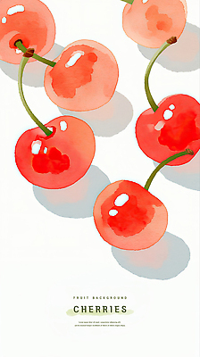 PSD 일러스트 수채화 사람없음 빨간색 여름 체리 제철과일 국내일러스트 계절 컬러 과일 제철 파일형식