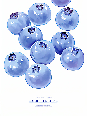 PSD 일러스트 수채화 사람없음 여름 파란색 블루베리 제철과일 국내일러스트 계절 컬러 과일 제철 파일형식