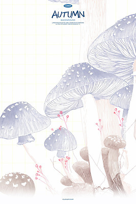 PSD 일러스트 자연 동화 수채화 사람없음 버섯 가을 스케치 라인아트 국내일러스트 계절 선 미술 생태계 파일형식