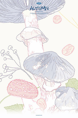 PSD 일러스트 자연 동화 수채화 사람없음 버섯 가을 스케치 라인아트 도토리 국내일러스트 계절 선 미술 견과류 생태계 파일형식