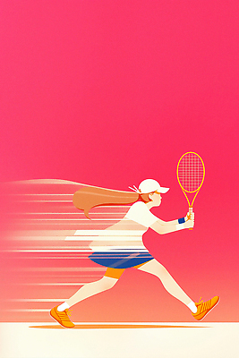 JPG 전신 여자 스포츠 분홍색 일러스트 한명 들기 성인 운동복 달리기 운동 테니스라켓 캡모자 성인여자한명만 국내일러스트 AI일러스트 AI콘텐츠 모자_잡화 1 옷 컬러 모션 건강 사람 테니스 라켓 여자한명만 성인여자만 파일형식