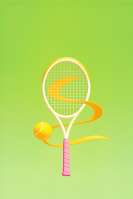 JPG 스포츠 일러스트 사람없음 연두색 운동 끈 테니스라켓 테니스공 국내일러스트 AI일러스트 AI콘텐츠 공 건강 초록색 테니스 라켓 테니스용품 파일형식