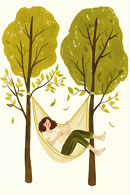 JPG 전신 나무 여자 여유 일러스트 수채화 한명 미소 들기 앉기 성인 라이프 컵 손들기 눈감음 해먹 성인여자한명만 웰니스투어 국내일러스트 웰니스 AI일러스트 AI콘텐츠 식물 1 식기 감정 여행 모션 표정 사람 생활 침대 신조어 여자한명만 성인여자만 파일형식