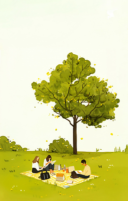 JPG 전신 나무 여자 남자 꽃 여유 가방 일러스트 수채화 들기 잔디 성인 라이프 책 세명 독서 소풍 풀 돗자리 성인만 웰니스투어 국내일러스트 웰니스 AI일러스트 AI콘텐츠 식물 잡화 감정 여행 모션 사람 생활 야외활동 신조어 파일형식