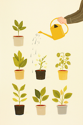 JPG 식물 손 화분 여유 일러스트 수채화 들기 라이프 신체부위 물뿌리개 물주기 웰니스투어 국내일러스트 웰니스 AI일러스트 AI콘텐츠 감정 여행 모션 사람 생활 신조어 파일형식