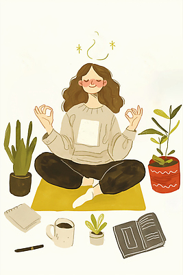 JPG 전신 식물 여자 화분 여유 일러스트 수채화 한명 미소 성인 라이프 책 펜 손들기 눈감음 OK 명상 가부좌 스프링수첩 성인여자한명만 웰니스투어 국내일러스트 웰니스 AI일러스트 AI콘텐츠 1 감정 여행 모션 표정 사람 앉기 손짓 생활 필기구 다이어리 신조어 여자한명만 성인여자만 파일형식