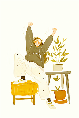 JPG 전신 식물 여자 화분 여유 의자 일러스트 탁자 수채화 한명 미소 성인 라이프 눈감음 만세 다리들기 성인여자한명만 웰니스투어 국내일러스트 웰니스 AI일러스트 AI콘텐츠 1 감정 여행 가구 모션 표정 사람 생활 신조어 여자한명만 성인여자만 파일형식