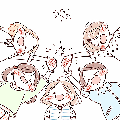 여자 남자 별 어린이 일러스트 함께함 웃음 소녀 소년 여러명 상반신 친구 손들기 우정 즐거움 어린이만 국내일러스트 AI파일 자연요소 감정 다수 컨셉 관계 모션 표정 사람 파일형식 벡터