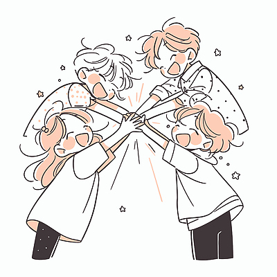 여자 남자 별 어린이 일러스트 함께함 웃음 소녀 소년 여러명 상반신 친구 우정 즐거움 손모으기 어린이만 국내일러스트 AI파일 자연요소 감정 다수 컨셉 관계 표정 사람 손짓 파일형식 벡터