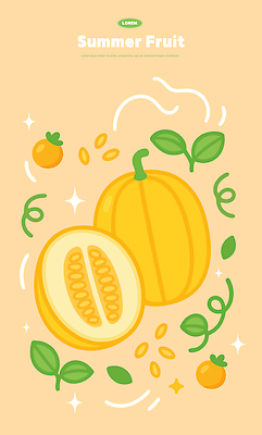 잎 일러스트 여름음식 사람없음 반짝임 참외 베이지색 제철음식 제철과일 국내일러스트 AI파일 식물 음식 컬러 과일 모션 제철 파일형식 벡터 여름_계절