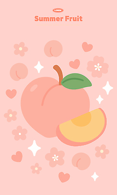 분홍색 일러스트 여름음식 사람없음 반짝임 하트 복숭아 복사꽃 제철음식 제철과일 국내일러스트 AI파일 모양 꽃 음식 컬러 과일 모션 제철 파일형식 벡터 여름_계절