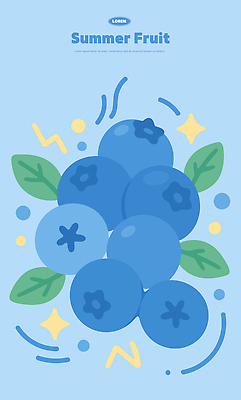 하늘색 잎 일러스트 여름음식 사람없음 반짝임 블루베리 제철음식 제철과일 국내일러스트 AI파일 식물 음식 과일 모션 파란색 제철 파일형식 벡터 여름_계절