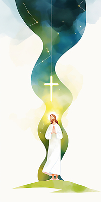 JPG 전신 남자 기독교 십자가 일러스트 하늘 한명 성인 믿음 눈감음 별자리 천주교 기도 예수 손모으기 후광 성인남자한명만 국내일러스트 AI일러스트 AI콘텐츠 1 감정 종교 모션 사람 손짓 빛 신_종교 남자한명만 성인남자만 파일형식