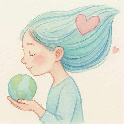 JPG 여자 지구 어린이 일러스트 수채화 한명 미소 들기 소녀 상반신 파란색 자연보호 눈감음 그린캠페인 하트 그린에너지 친환경 연분홍색 소녀한명만 국내일러스트 AI일러스트 AI콘텐츠 모양 1 캠페인 분홍색 컬러 모션 자연 표정 사람 환경 에너지 보호 여자한명만 소녀만 파일형식