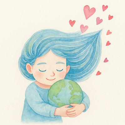 JPG 여자 지구 어린이 일러스트 안기 수채화 한명 미소 소녀 상반신 파란색 자연보호 눈감음 그린캠페인 하트 그린에너지 친환경 연분홍색 소녀한명만 국내일러스트 AI일러스트 AI콘텐츠 모양 1 캠페인 분홍색 컬러 모션 자연 표정 사람 환경 에너지 보호 여자한명만 소녀만 파일형식