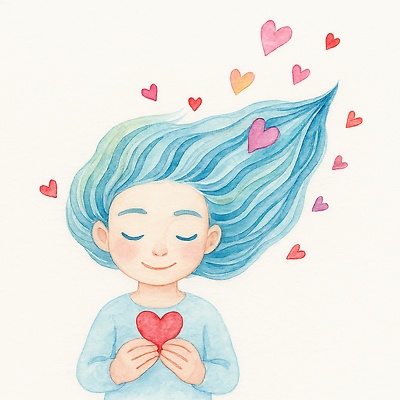 JPG 여자 어린이 일러스트 수채화 한명 미소 들기 소녀 상반신 파란색 자연보호 눈감음 그린캠페인 하트 그린에너지 친환경 소녀한명만 국내일러스트 AI일러스트 AI콘텐츠 모양 1 캠페인 컬러 모션 자연 표정 사람 환경 에너지 보호 여자한명만 소녀만 파일형식