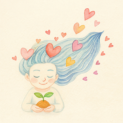 JPG 여자 어린이 일러스트 수채화 한명 미소 들기 소녀 상반신 파란색 새싹 자연보호 눈감음 그린캠페인 흙 하트 그린에너지 친환경 연분홍색 소녀한명만 국내일러스트 AI일러스트 AI콘텐츠 모양 식물 1 캠페인 분홍색 컬러 모션 자연 표정 사람 환경 에너지 보호 여자한명만 소녀만 파일형식