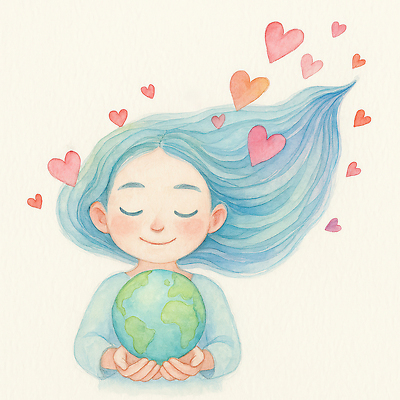 JPG 여자 지구 어린이 일러스트 수채화 한명 미소 들기 소녀 상반신 파란색 자연보호 눈감음 그린캠페인 하트 그린에너지 친환경 연분홍색 소녀한명만 국내일러스트 AI일러스트 AI콘텐츠 모양 1 캠페인 분홍색 컬러 모션 자연 표정 사람 환경 에너지 보호 여자한명만 소녀만 파일형식