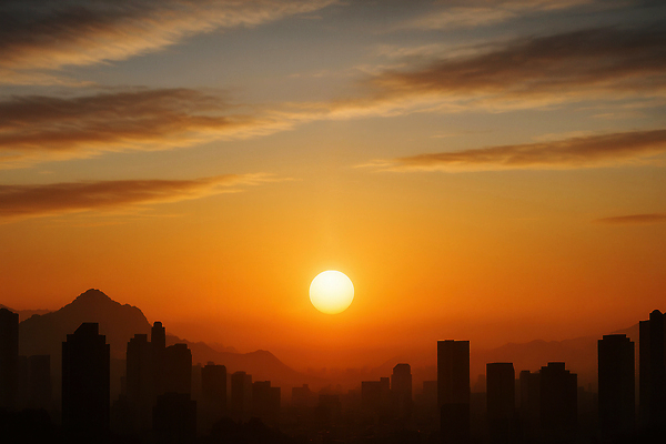 JPG 구름 편집이미지 하늘 풍경 빌딩 사람없음 태양 일출 노을 도시 편집실사 AI포토 AI콘텐츠 자연요소 건물 CG 파일형식