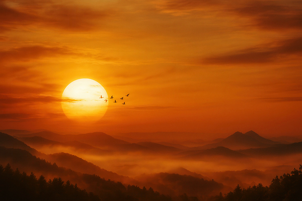 JPG 구름 편집이미지 자연 조류 하늘 산 풍경 사람없음 태양 일출 노을 편집실사 AI포토 AI콘텐츠 자연요소 동물 CG 생태계 파일형식