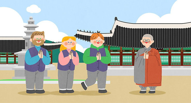 전신 외국인 구름 여자 남자 중년 일러스트 하늘 휴가 한국 미소 여러명 성인 여행객 인사 사찰 석탑 승려 승복 합장 국내여행 템플스테이 안경낌 국내일러스트 AI파일 자연요소 아시아 안경 여행 다수 불교 종교건축 표정 사람 인종 손짓 탑 예절 체험 성직자 파일형식 벡터