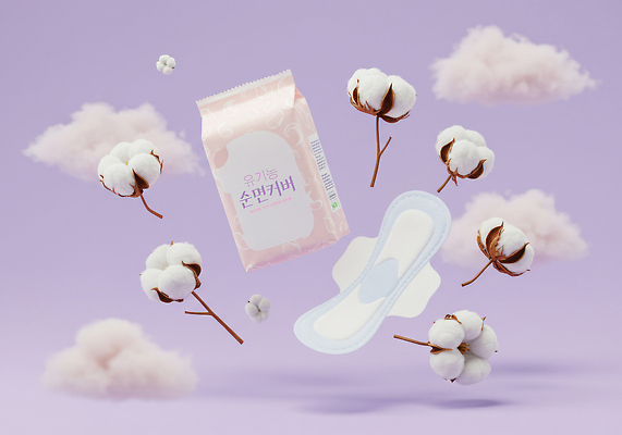 PSD 구름 편집이미지 사람없음 보라색 떠있는 유기농 부드러움 패키지 생리대 목화솜 이미지편집 자연요소 웰빙 컬러 모션 감각 솜 여성용품 파일형식