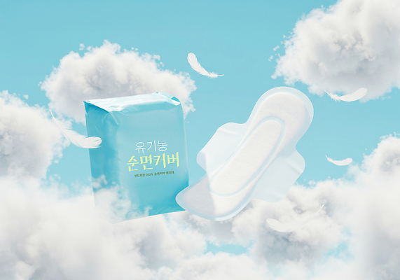 PSD 구름 편집이미지 하늘색 하늘 사람없음 비행 떠있는 깃털 유기농 부드러움 패키지 생리대 이미지편집 자연요소 웰빙 모션 파란색 감각 여성용품 파일형식