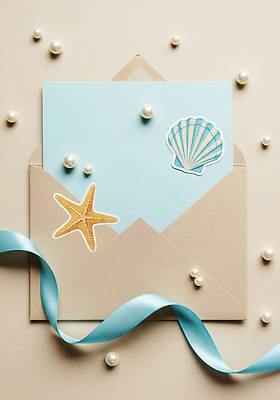 JPG 편집이미지 리본 스티커 편지봉투 불가사리 사람없음 여름 조개껍데기 편지지 진주 베이지색 파스텔톤 카피스페이스 여름배경 편집실사 AI포토 AI콘텐츠 계절 컬러 백그라운드 조개 봉투 극피동물 공백 보석 편지 CG 파일형식