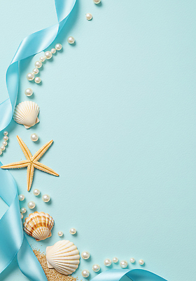 JPG 편집이미지 리본 하늘색 불가사리 사람없음 여름 조개껍데기 진주 파스텔톤 카피스페이스 여름배경 편집실사 AI포토 AI콘텐츠 계절 컬러 백그라운드 조개 극피동물 파란색 공백 보석 CG 파일형식