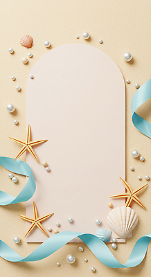JPG 편집이미지 리본 종이 불가사리 사람없음 여름 조개껍데기 아치 진주 살구색 파스텔톤 카피스페이스 여름배경 편집실사 AI포토 AI콘텐츠 계절 컬러 백그라운드 조개 극피동물 공백 보석 CG 파일형식