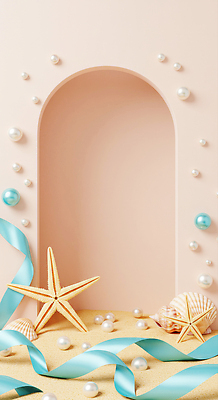 JPG 편집이미지 리본 불가사리 사람없음 여름 조개껍데기 아치 진주 살구색 파스텔톤 카피스페이스 여름배경 편집실사 AI포토 AI콘텐츠 계절 컬러 백그라운드 조개 극피동물 공백 보석 CG 파일형식