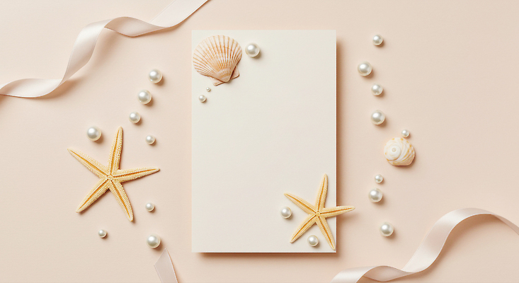 JPG 편집이미지 리본 종이 불가사리 사람없음 여름 조개껍데기 편지지 진주 살구색 파스텔톤 카피스페이스 여름배경 편집실사 AI포토 AI콘텐츠 계절 컬러 백그라운드 조개 극피동물 공백 보석 편지 CG 파일형식