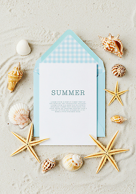 PSD 편집이미지 모래 편지봉투 불가사리 사람없음 모래사장 조개껍데기 소라 편지지 체크무늬 여름성경학교 이미지편집 편집실사 바다 무늬 조개 어패류 봉투 극피동물 편지 CG 성경학교 파일형식 여름_계절