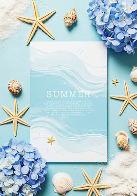 PSD 편집이미지 모래 하늘색 불가사리 사람없음 조개껍데기 소라 편지지 수국 여름성경학교 물결무늬 이미지편집 편집실사 꽃 물결 무늬 조개 어패류 극피동물 파란색 편지 CG 성경학교 파일형식 여름_계절
