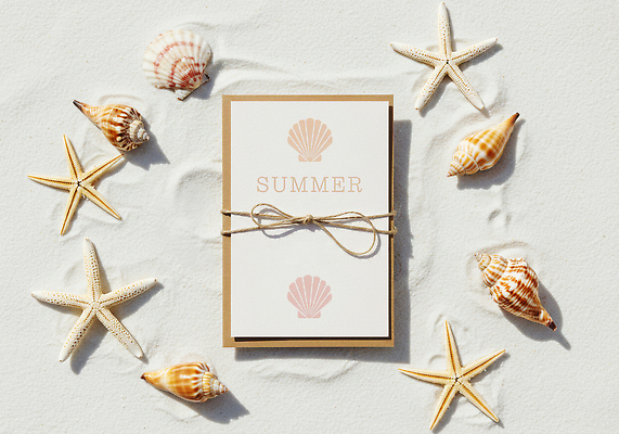 PSD 편집이미지 리본 모래 불가사리 사람없음 모래사장 조개껍데기 소라 편지지 여름성경학교 이미지편집 편집실사 바다 조개 어패류 극피동물 편지 CG 성경학교 파일형식 여름_계절