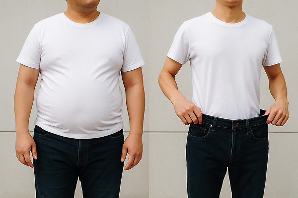 JPG 편집이미지 남자 다이어트 성인 두명 잡기 비만 의료성형뷰티 전후 성인남자만 편집실사 AI인물포토 AI콘텐츠 모션 건강 사람 비교 몸매 CG 남자만 성인만 파일형식 AI포토