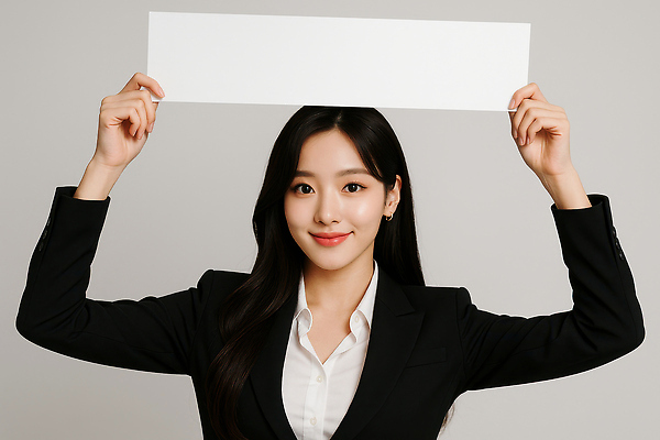 JPG 편집이미지 여자 한명 미소 들기 정장 상반신 성인 팻말 비즈니스우먼 자신감 의료성형뷰티 성인여자한명만 카피스페이스 편집실사 AI인물포토 AI콘텐츠 1 옷 감정 비즈니스 모션 프레임 표정 사람 공백 직장인 CG 여자한명만 성인여자만 파일형식 AI포토