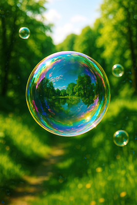 JPG 나무 구름 편집이미지 길 자연 하늘 사람없음 초록색 반사 여름풍경 투명 비눗방울 숲속 감성 동심 편집실사 AI컴퓨터그래픽 AI콘텐츠 자연요소 식물 컬러 컨셉 풍경 숲 CG 생태계 파일형식 여름_계절