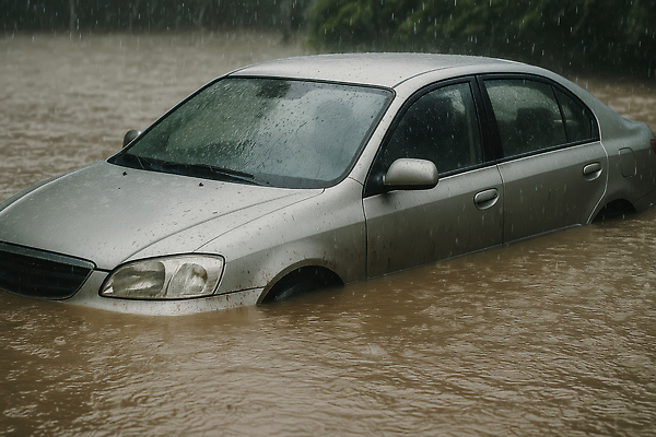 JPG 편집이미지 사람없음 여름 태풍 흙탕물 침수차 편집실사 침수피해 AI포토 AI콘텐츠 계절 자동차 물 피해 홍수 자연재해 CG 파일형식